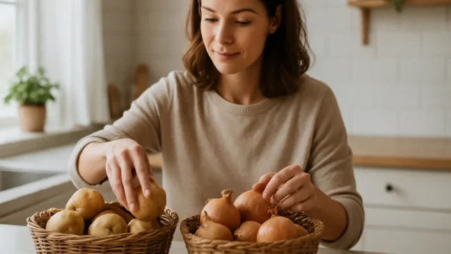 guardar cebola e batata juntas faz tudo estragar mais rápido