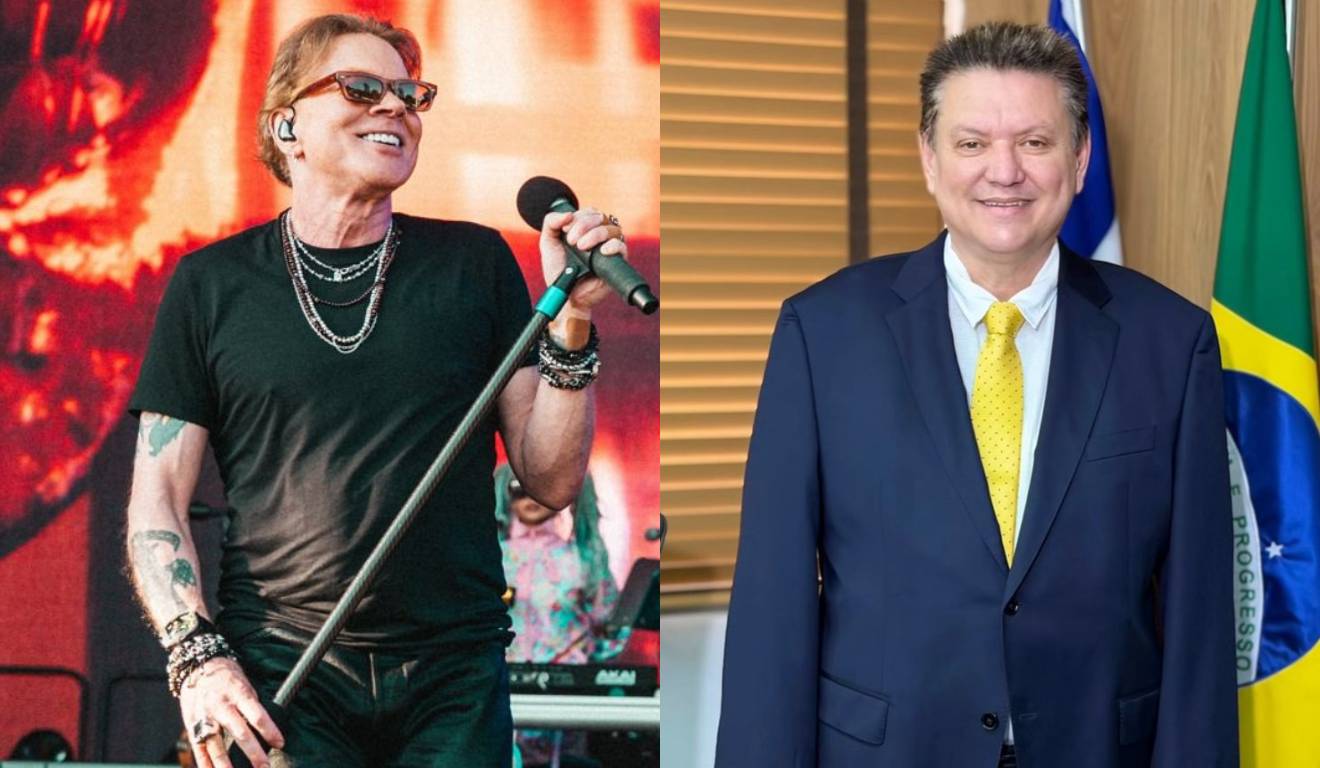 colagem com fotos de axl rose e prefeito de cariacica Euclério Sampaio