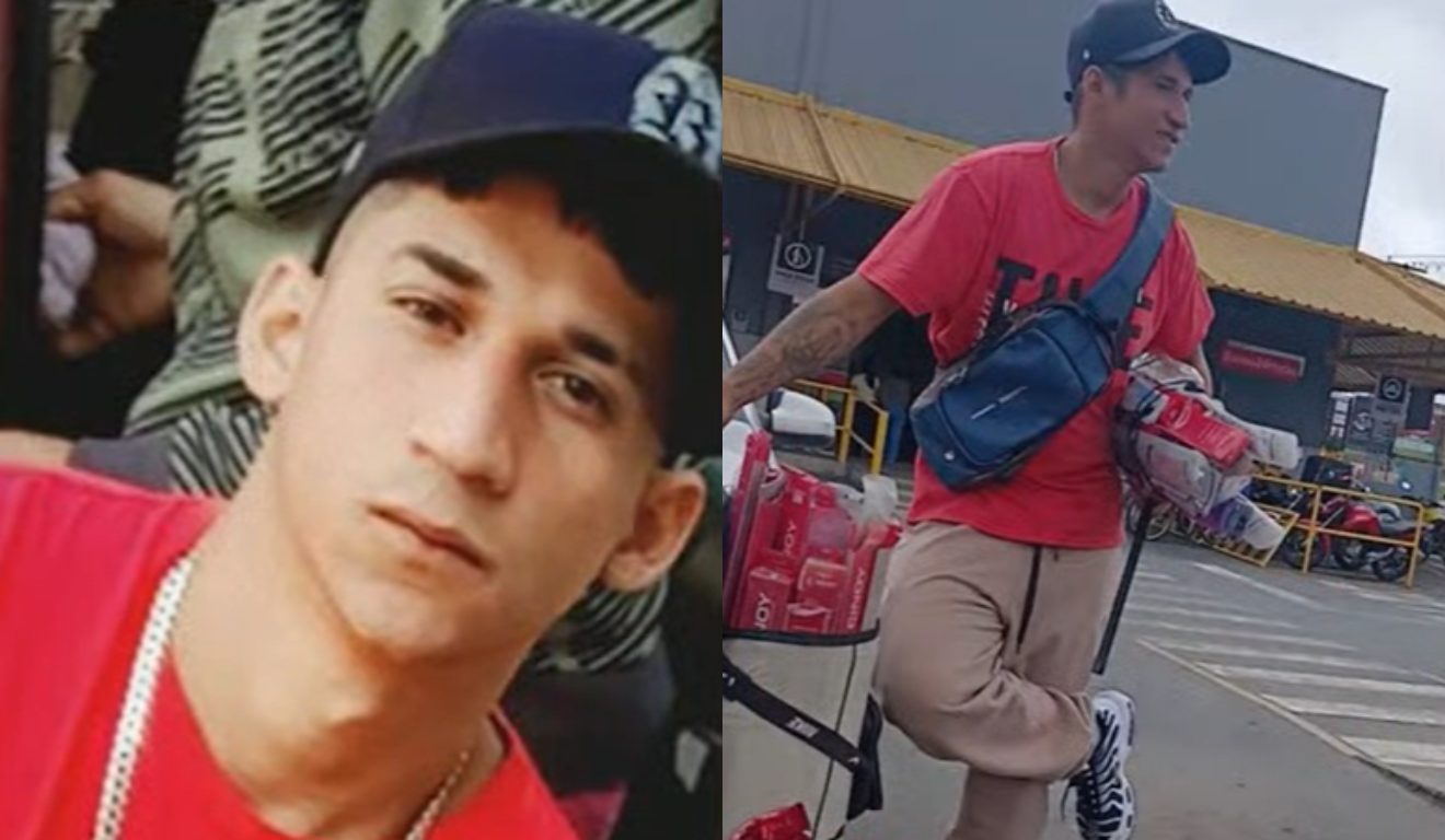 colagem com fotos de Antônio Meireles, que morreu dentro da própria casa, na frente da esposa grávida e da filha de quatro anos.