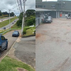 Guarda Municipal e momento em que homem é preso após ser flagrado com adolescentes em porta-malas de carro em motel