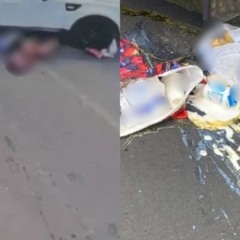 Idosa atropelada por carro em Ponta Grossa e compras no chão