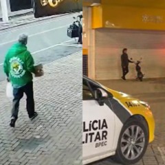 colagem com fotos que mostram homem que iniciou um tiroteio em frente a um colégio no bairro Portão, em Curitiba