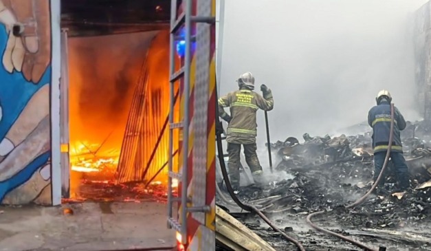 incêndio em barracão de recicláveis no parolin