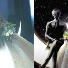 colagem com fotos de casamento de japonesa com IA