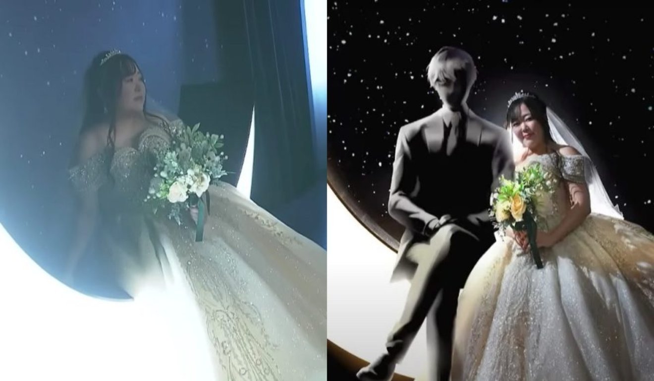 colagem com fotos de casamento de japonesa com IA