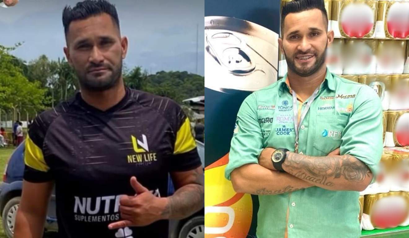 Montagem com duas fotos de William Pinheiro, jogador que morreu em quadra