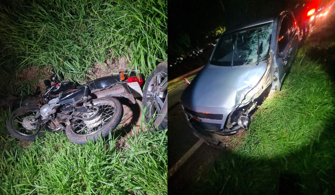 moto do jovem que bateu em carro durante após abordagem da polícia