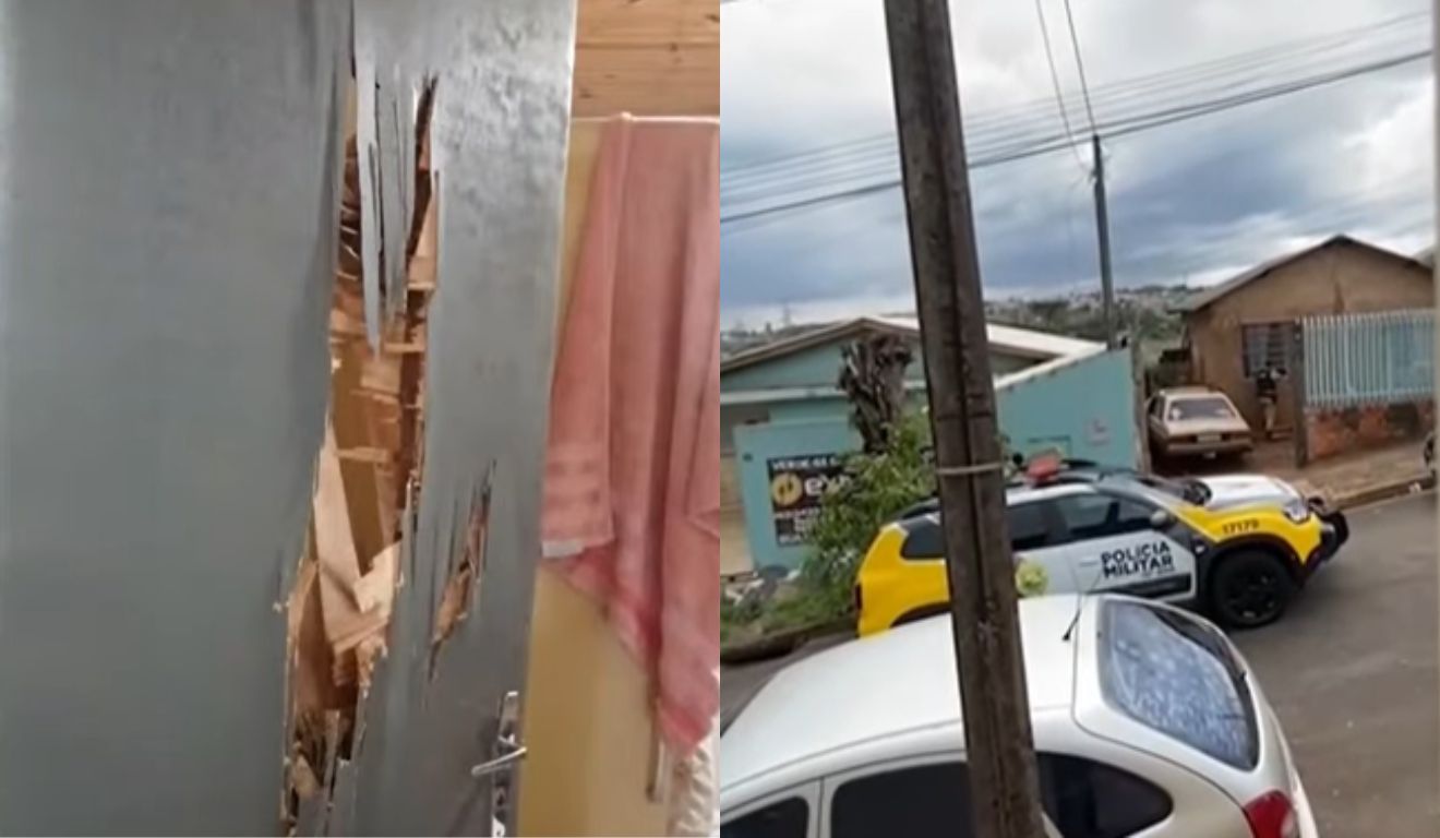 porta da casa onde a jovem teve os dedos decepados pelo namorado