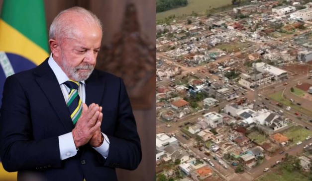 Lula e cidade do paraná destruída pelo ciclone