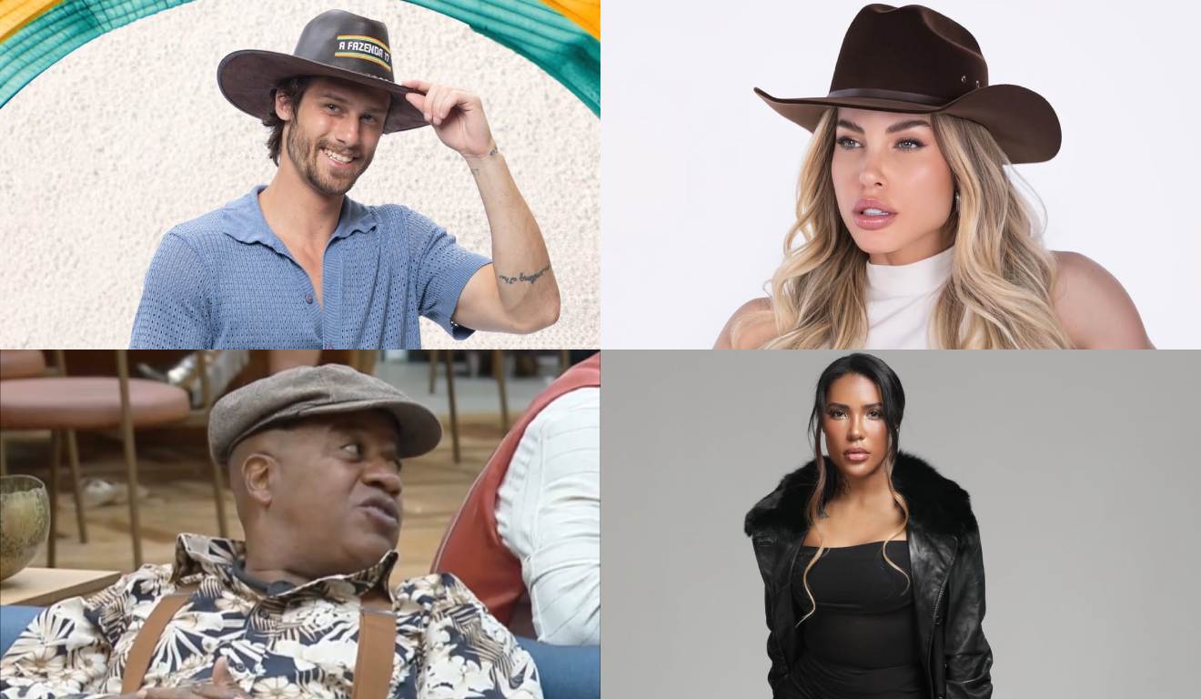 Colagem com peões na roça.