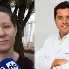 Médica que tentou socorrer médico que morreu em acidente em Maringá dando entrevista e vítima ao lado em montagem