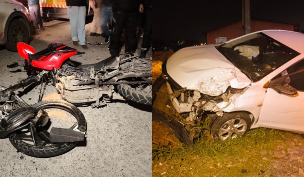 foto do acidente no contorno norte onde o motociclista invadiu a contramão