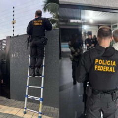 Policiais entrando dentro de casa para realizar operação contra tráfico de drogas