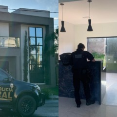 Montagem com fotos da operação da PF no oeste do Paraná