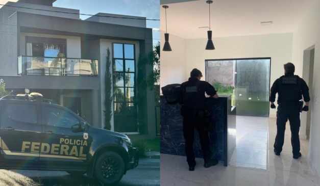 Montagem com fotos da operação da PF no oeste do Paraná