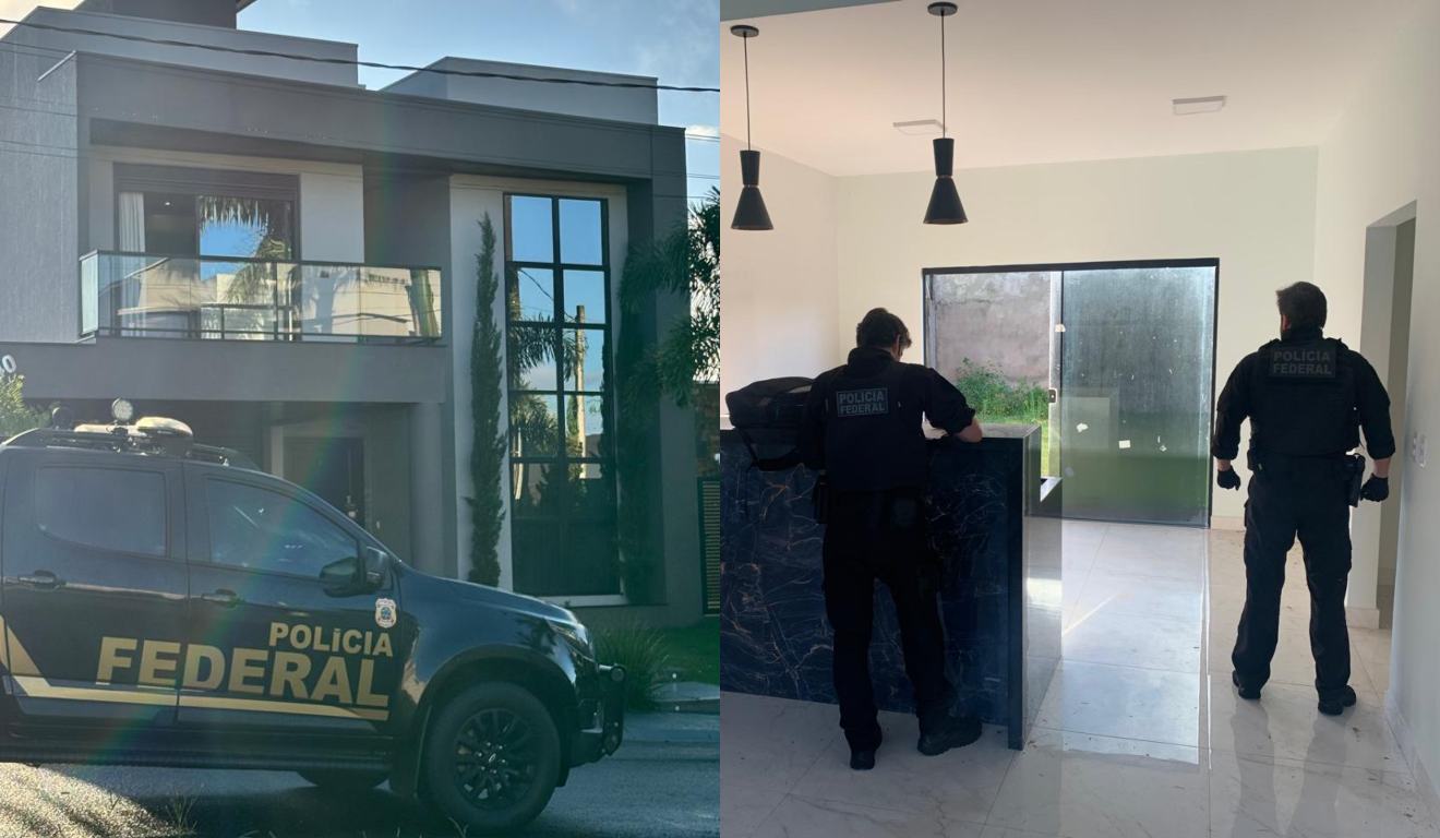 Montagem com fotos da operação da PF no oeste do Paraná