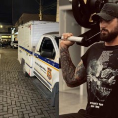 Montagem com fotos do local onde o personal trainer foi morto e da vítima