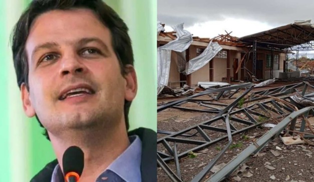 Eduardo Pimentel e estragos causados pelo tornado no Paraná