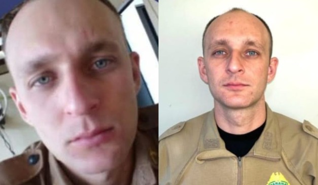 colagem com fotos de Polícia Militar Ariel Julio Rubenich, de 34 anos