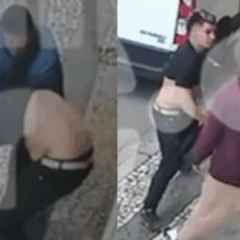 Vídeo mostra Renato Freitas e um assessor iniciando as agressões contra jovem em Curitiba. Na imagem, vemos partes da briga, captadas pela câmara de segurança. À esquerda, vemos o assessor puxando a camiseta de Weslley. À direita, vemos Renato Freitas conversando com Weslley, após as agressões de seu assessor.