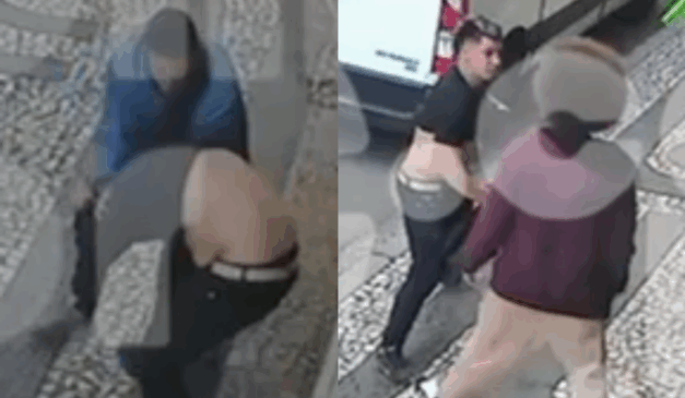 Vídeo mostra Renato Freitas e um assessor iniciando as agressões contra jovem em Curitiba. Na imagem, vemos partes da briga, captadas pela câmara de segurança. À esquerda, vemos o assessor puxando a camiseta de Weslley. À direita, vemos Renato Freitas conversando com Weslley, após as agressões de seu assessor.