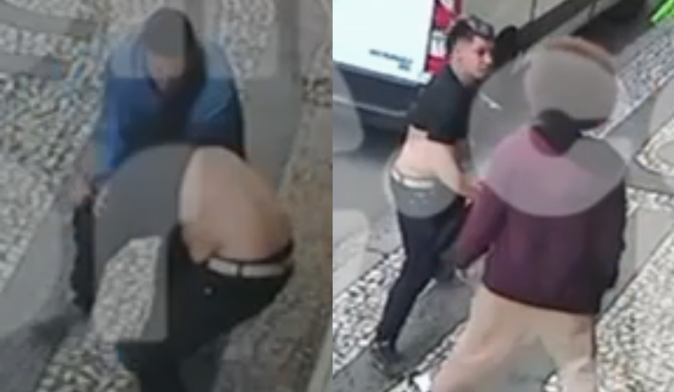 Vídeo mostra Renato Freitas e um assessor iniciando as agressões contra jovem em Curitiba. Na imagem, vemos partes da briga, captadas pela câmara de segurança. À esquerda, vemos o assessor puxando a camiseta de Weslley. À direita, vemos Renato Freitas conversando com Weslley, após as agressões de seu assessor.