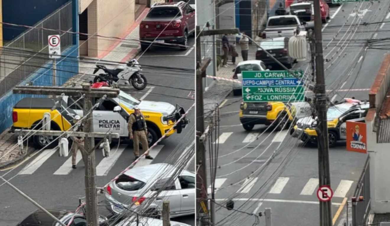 Ruas de Ponta Grossa interditadas por suspeita de bomba e PMPR no local