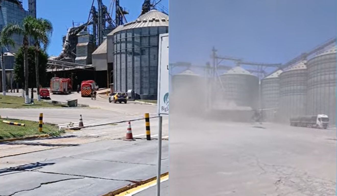 Imagens do desabamento de um silo no municipio da lapa