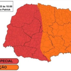 foto do mapa do paraná mostrando áreas em rico para tempestades