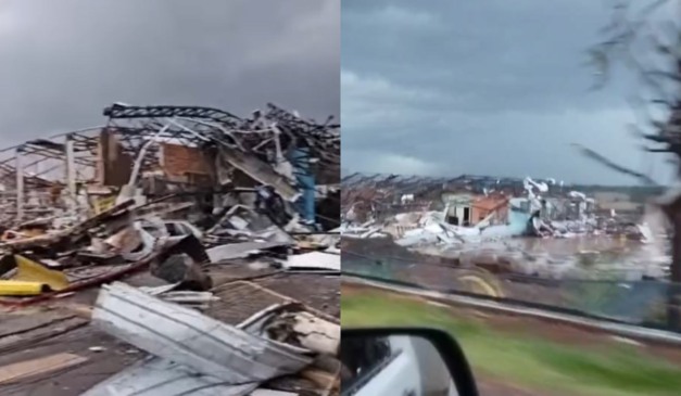 Ciclone no Paraná derrubou casas, comércios e carros; vídeos registraram a destruição