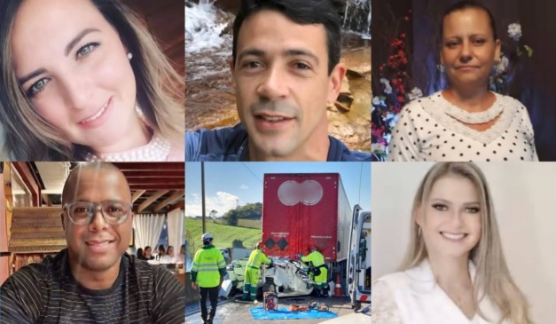 colagem com fotos das vitimas de grave acidente na br 376