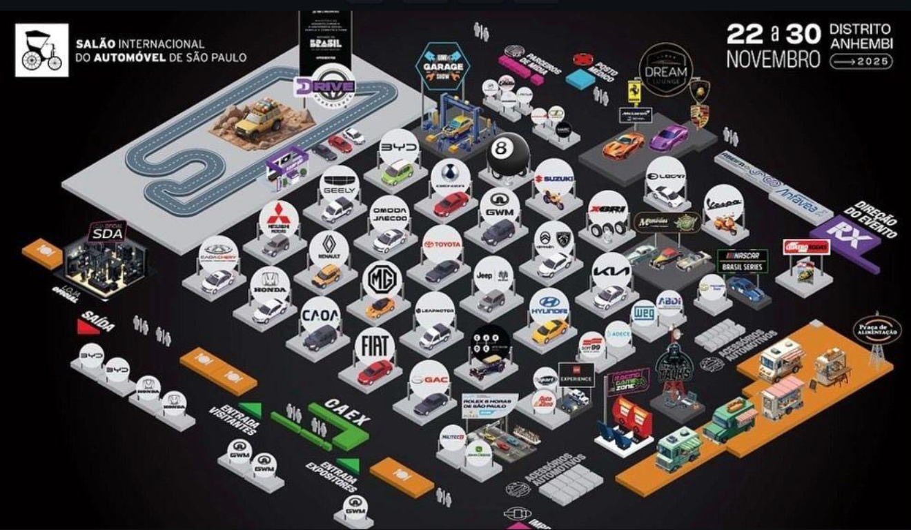 mapa de expositores do salão de automóveis