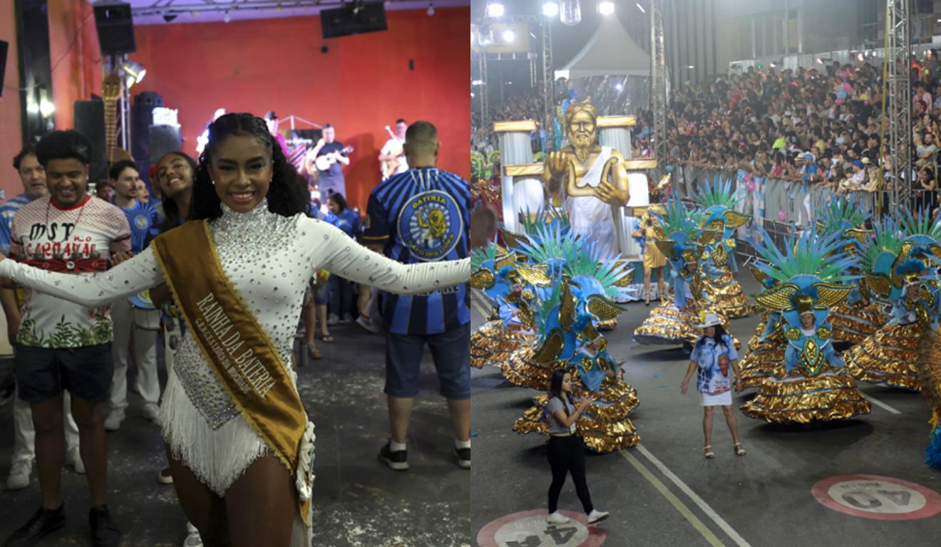colagem com fotos da Escola de Samba Leões da Mocidade