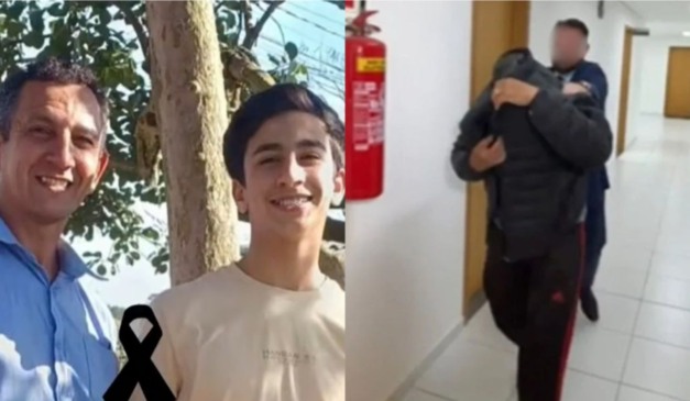 À direita, homem que matou pai e filho; À esquerda, Claudecir Costa Lima e Felipe Willyan Cardoso, vítimas do atentado