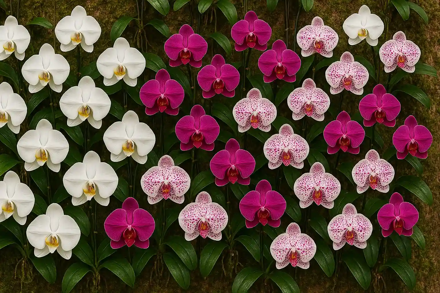 Monte uma parede de orquídeas perfeita