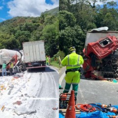 colagem com fotos do acidente na br 376