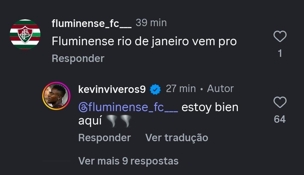 Postagem de Viveros, do Athletico, nas redes sociais