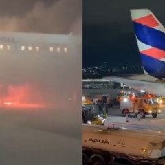 Incêndio em esteira de avião