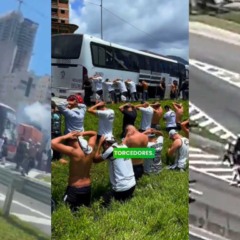 Briga de torcidas de Santos e Internacional causou confusão na BR-101.