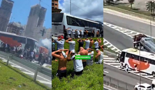 Briga de torcidas de Santos e Internacional causou confusão na BR-101.