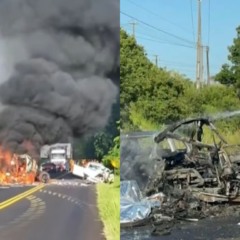 acidente onde o caminhão pegou fogo