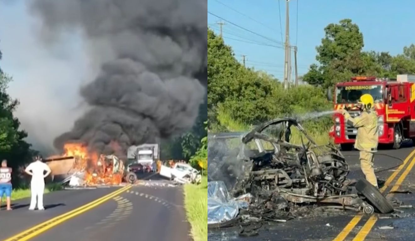 acidente onde o caminhão pegou fogo 