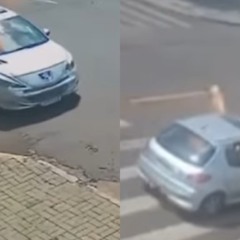 Montagem com fotos de carro em chamas em Cascavel