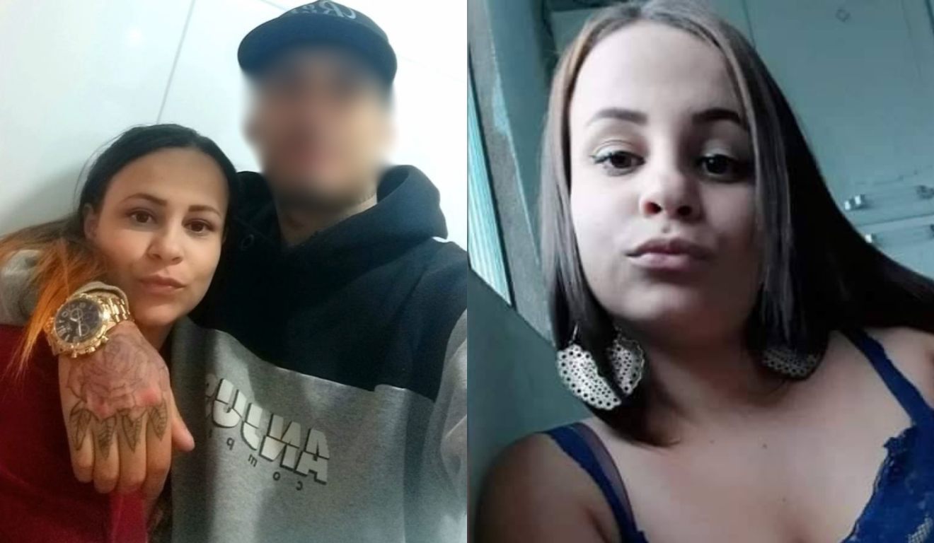 Montagem com fotos de Natali Souza e o marido