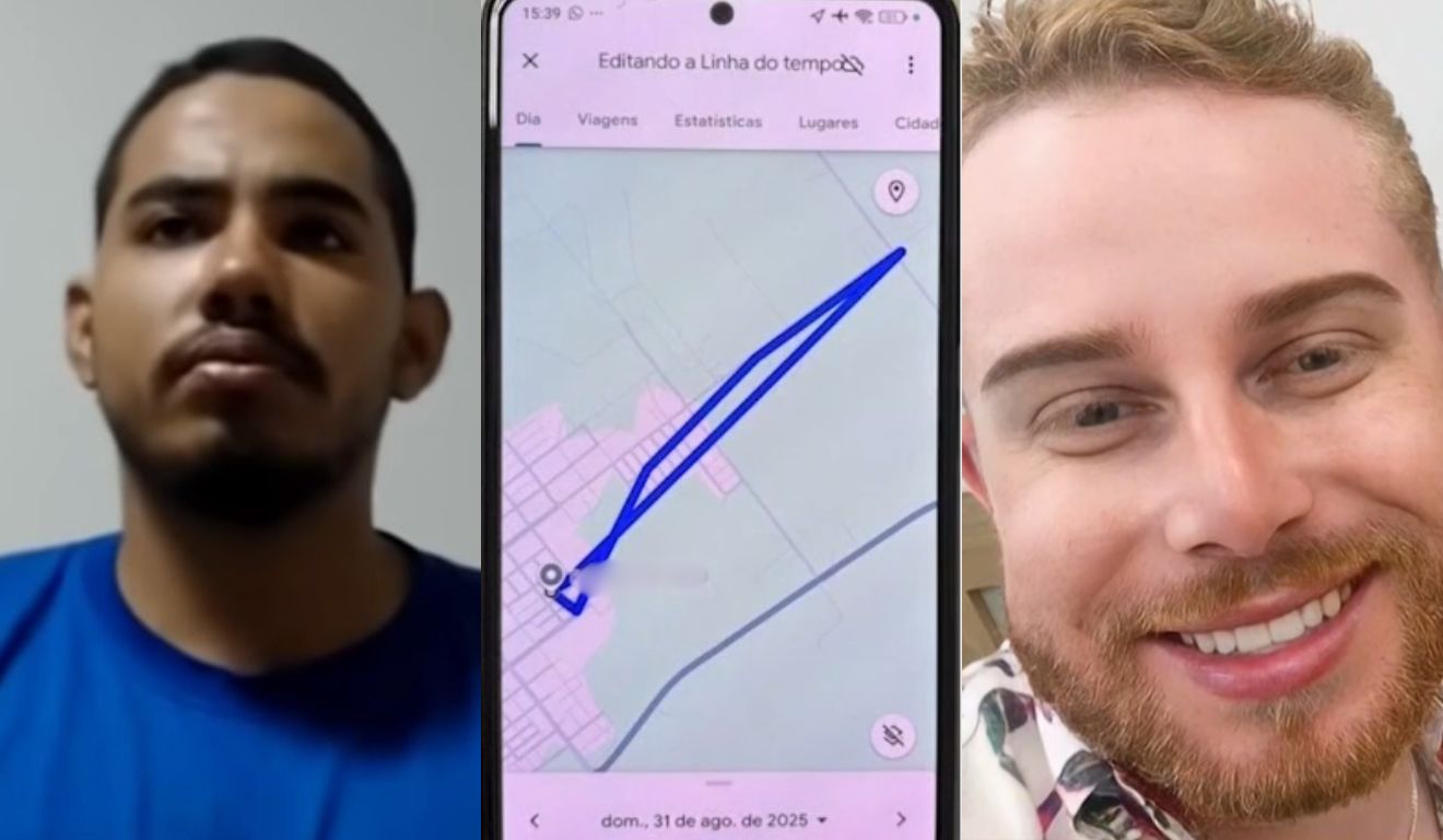 foto do suspeito, do mapa da linha do tempo e de danilo bido