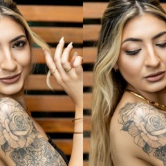 colagem com foto de zarhara tormos encontrada morta em uma mala de carro em foz do iguaçu