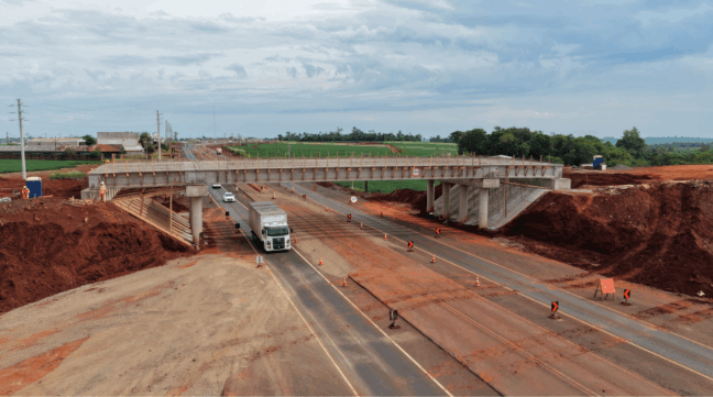 obra no contorno viário de palotina, vista de cima