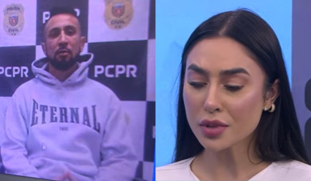 colagem com fotos de Kauany Tonndorf, de 24 anos e seu agressor