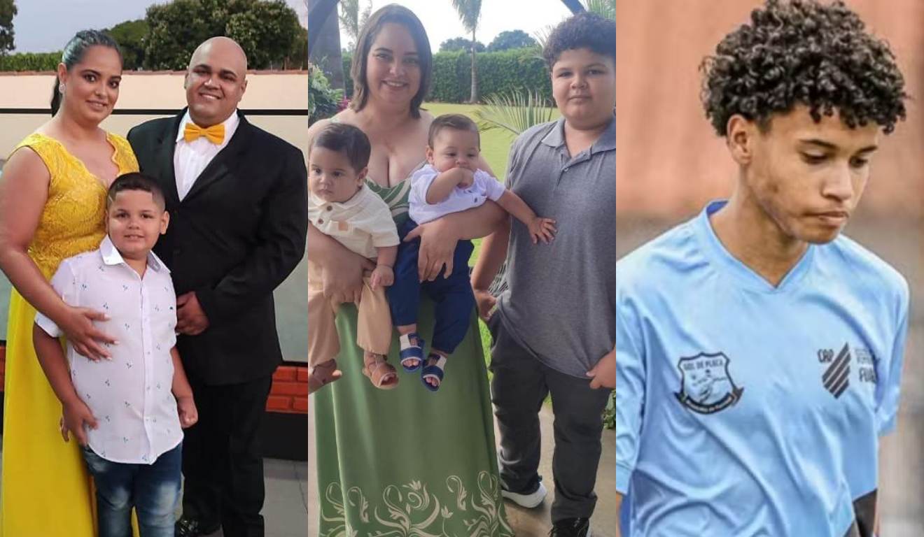 Montagem com fotos das vítimas do acidente na PR-170