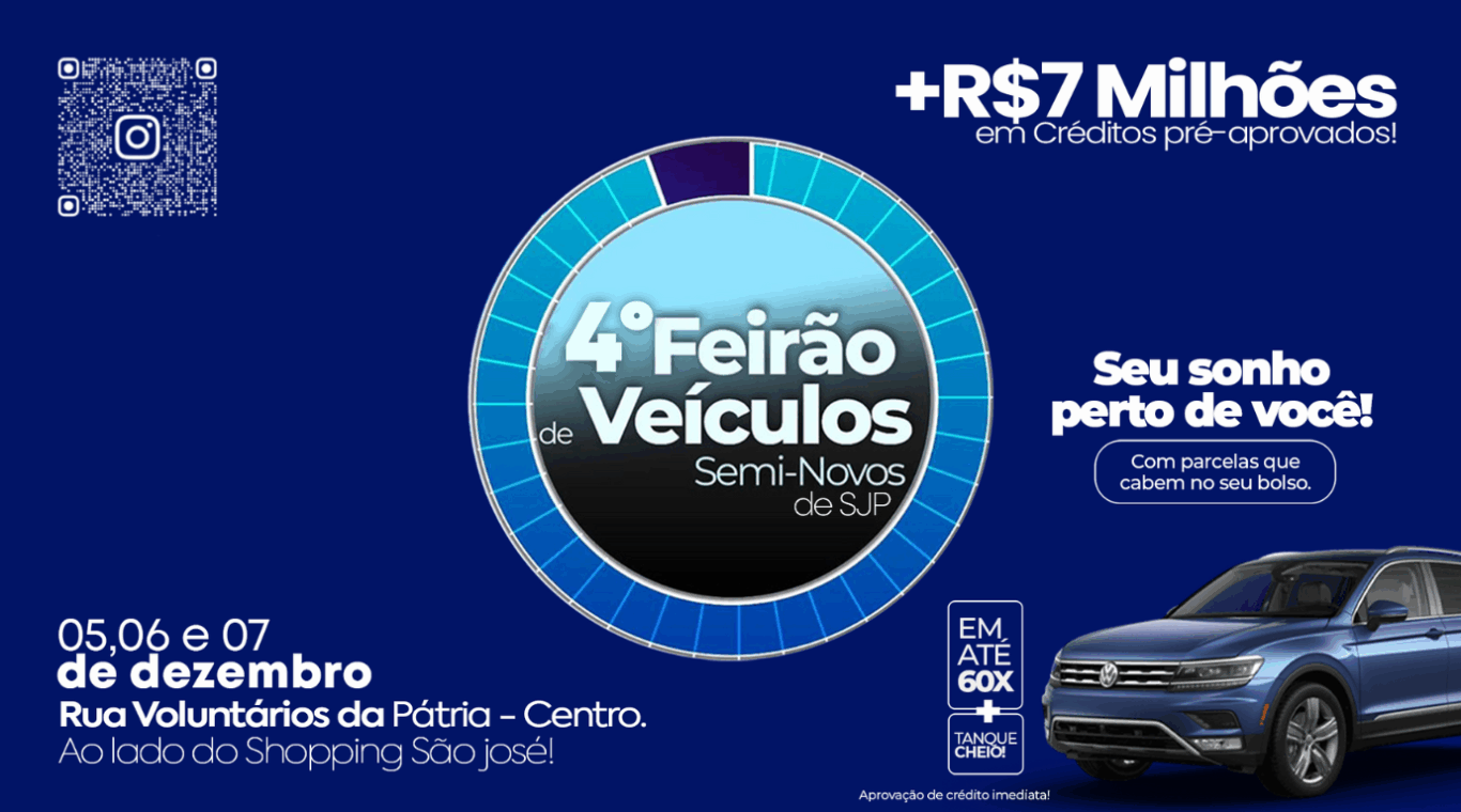 flyer de divulgação do 4º Super Feirão de Veículos de São José dos Pinhais